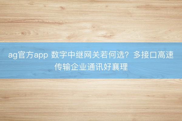 ag官方app 數字中繼網關若何選？多接口高速傳輸企業通訊好襄理