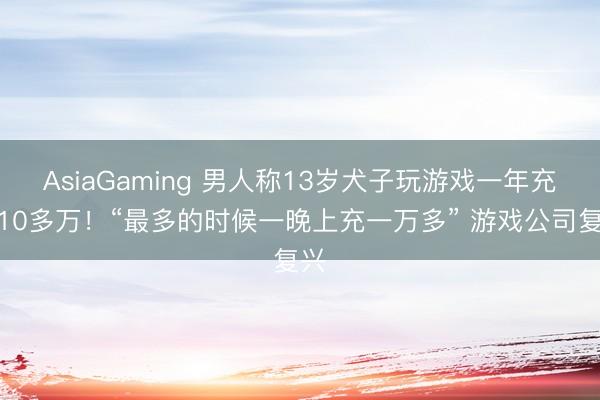 AsiaGaming 男人稱13歲犬子玩游戲一年充值10多萬！“最多的時候一晚上充一萬多” 游戲公司復興