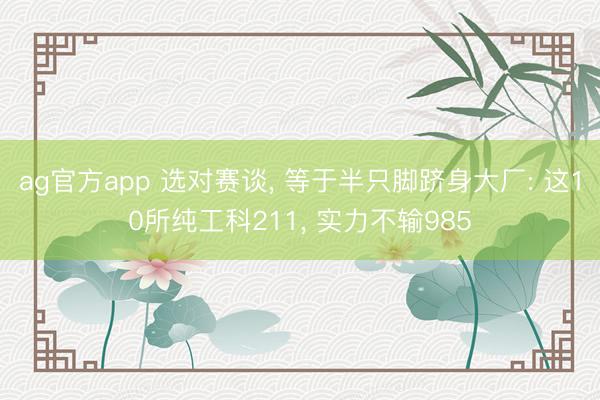 ag官方app 選對賽談， 等于半只腳躋身大廠: 這10所純工科211， 實力不輸985