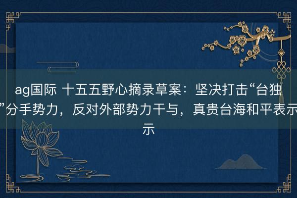 ag國際 十五五野心摘錄草案：堅(jiān)決打擊“臺(tái)獨(dú)”分手勢(shì)力，反對(duì)外部勢(shì)力干與，真貴臺(tái)海和平表示